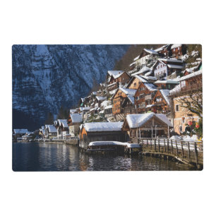 Wooden lakeside houses in Hallstatt, Austria Placemat