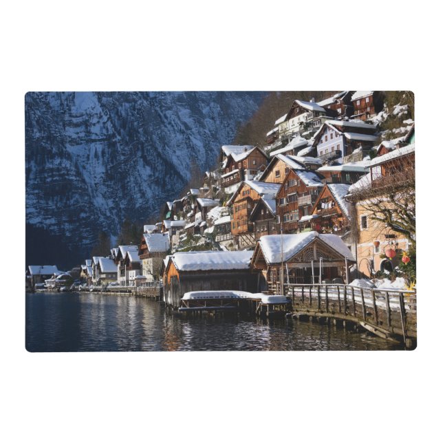 Wooden lakeside houses in Hallstatt, Austria Placemat (Back)