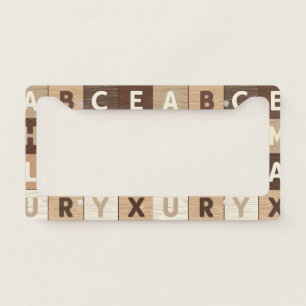 Wooden Letter Grid License Plate Frame