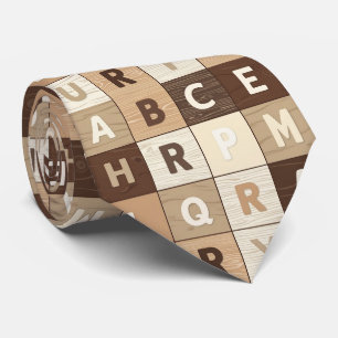 Wooden Letter Grid Neck Tie