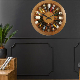 wooden liquor wheel wall clock