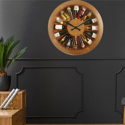 wooden liquor wheel wall clock