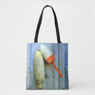 wooden lobster buoys design tote bag