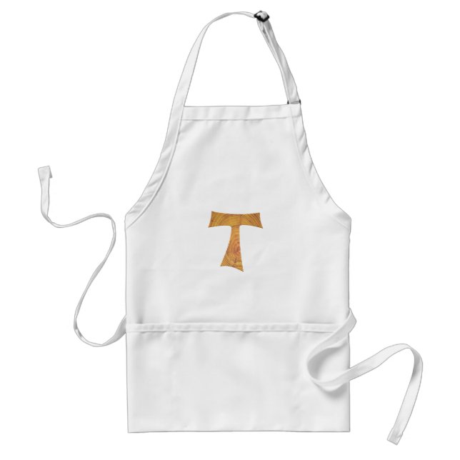 Wooden Look Franciscan Tau Cross Adult Apron (Front)
