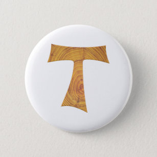Wooden Look Franciscan Tau Cross Button