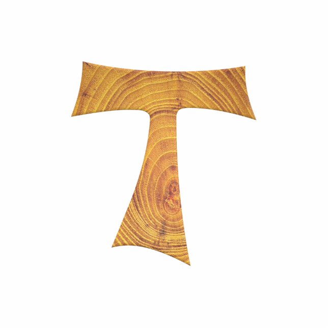 Wooden Look Franciscan Tau Cross Cutout (Front)