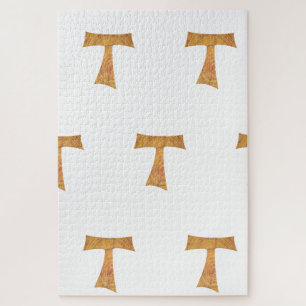 Wooden Look Franciscan Tau Cross Jigsaw Puzzle