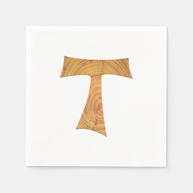 Wooden Look Franciscan Tau Cross Napkins (Front)