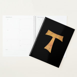 Wooden Look Franciscan Tau Cross Planner