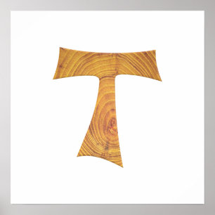 Wooden Look Franciscan Tau Cross Poster