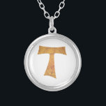 Wooden Look Franciscan Tau Cross Silver Plated Necklace<br><div class="desc">Wooden Look Franciscan Tau Cross.  This design is also available on over 50 other different products! Thank you for shopping my designs. God bless you and yours!</div>
