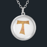 Wooden Look Franciscan Tau Cross Silver Plated Necklace<br><div class="desc">Wooden Look Franciscan Tau Cross.  This design is also available on over 50 other different products! Thank you for shopping my designs. God bless you and yours!</div>
