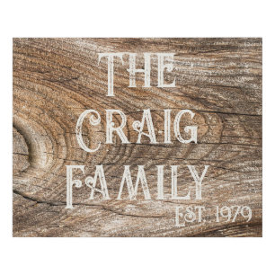 Wooden Look Rustic Personalized Faux Canvas Print