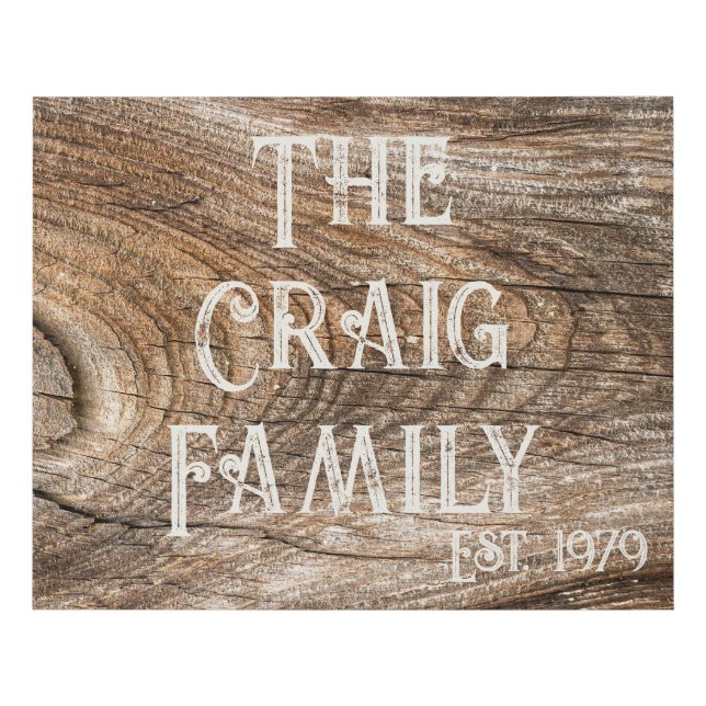 Wooden Look Rustic Personalized Faux Canvas Print (Front)