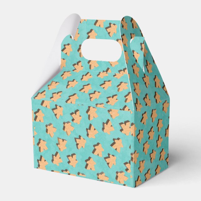 Wooden Meeple on Teal | Board Game Favor Boxes (Front Side)