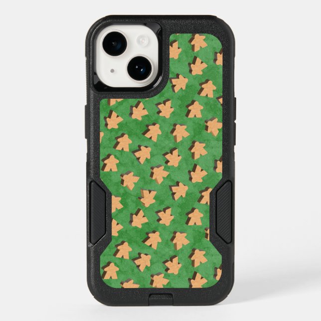 Wooden Meeples on Green Otterbox iPhone Case (Back)