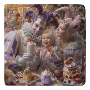 "Wooden Memory Box: Carousel of Sweets and Love in Trivet