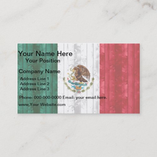 Wooden Mexican Flag Business Card