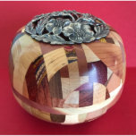 Wooden Mosaic Potpourri Bowl w/Ornate Pewter Lid<br><div class="desc">Each piece featured here is created with passion,  focus and a desire to learn something new. It is my hope that when one of these pieces ends up at your home,  it will bring you years of enjoyment,  beauty and peace.</div>