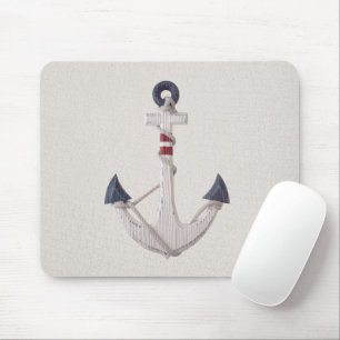 Wooden Nautical Anchor On Neutral Background Mouse Pad