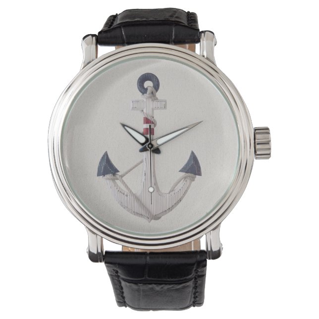 Wooden Nautical Anchor On Neutral Background Watch (Front)