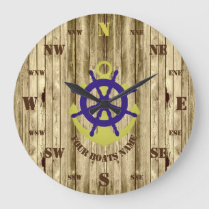 Wooden nautical sailing large clock