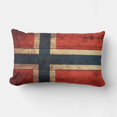 Wooden Norway Flag Lumbar Pillow
