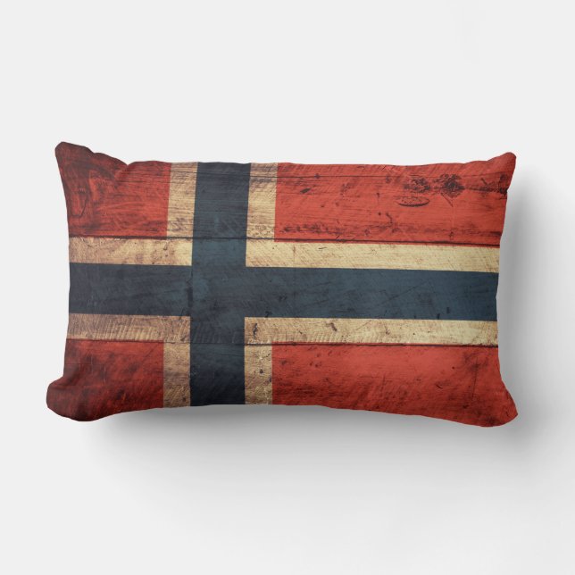 Wooden Norway Flag Lumbar Pillow (Front)