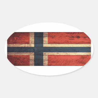Wooden Norway Flag Oval Sticker
