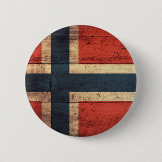Wooden Norway Flag Pinback Button