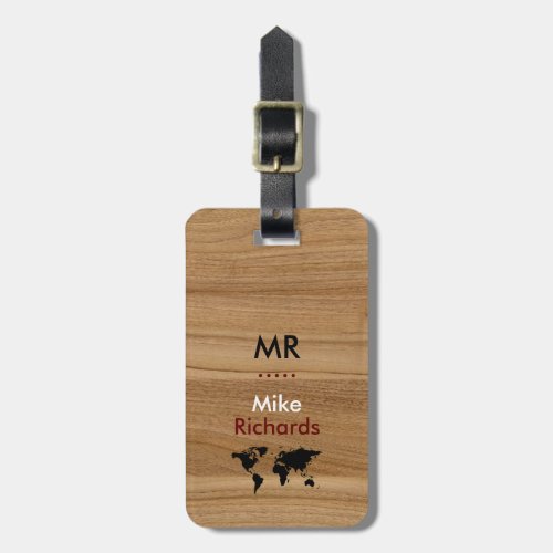 wooden not real wood nice monogram world travel luggage tag