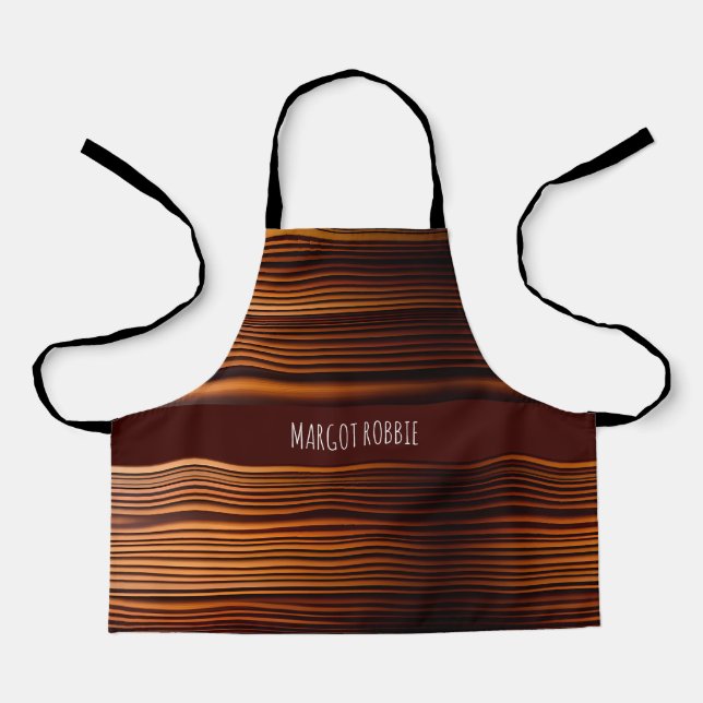 Wooden oak texture lines Geometric Pattern Apron (Front)