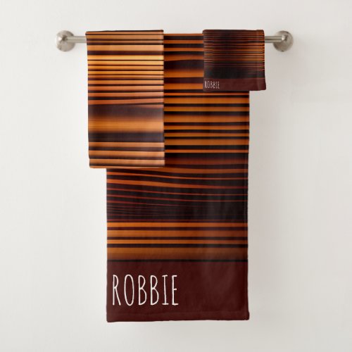 Wooden oak texture lines Geometric Pattern Bath Towel Set
