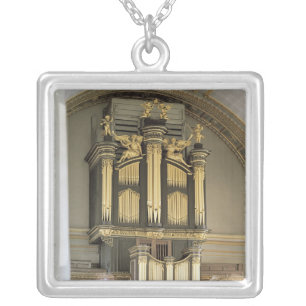 Wooden organ case, c.1685-6 silver plated necklace