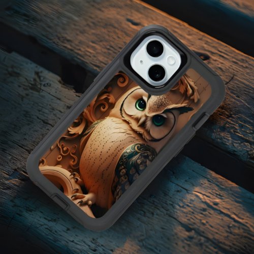 Wooden Owl Carving iPhone 15 Case