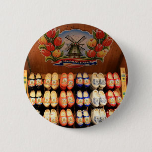 Wooden painted clogs, Holland 2 Pinback Button