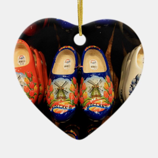 Wooden painted clogs, Holland Ceramic Ornament (Front)