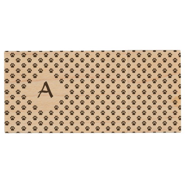 Wooden Paw Print Pattern USB Drive (Front)