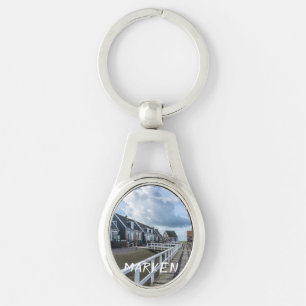 Wooden pier in Marken, Netherlands Keychain