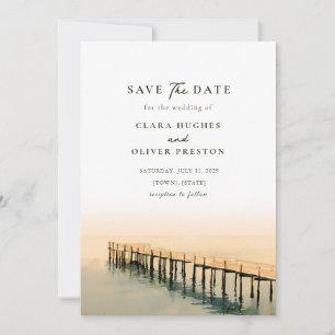 Wooden Pier Key West Seaside Watercolor Wedding  Save The Date