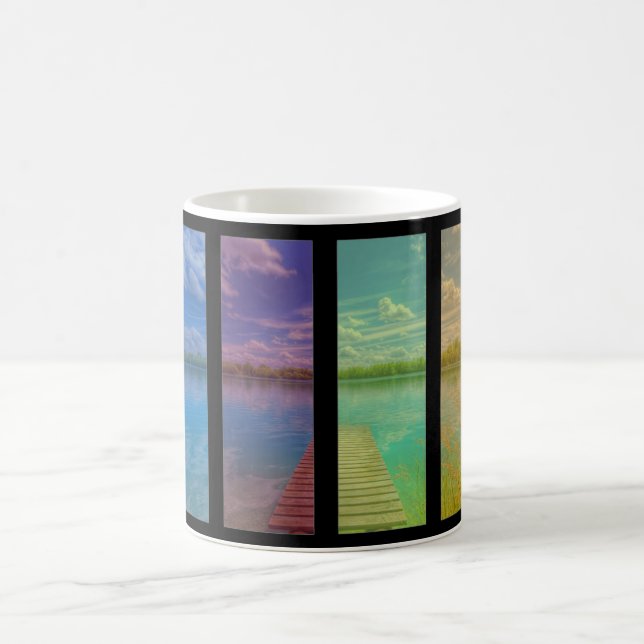 Wooden Pier over a Calm Lake Landscape Coffee Mug (Center)