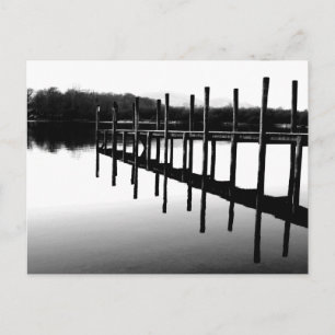 Wooden Pier Reflections: Derwentwater Postcard
