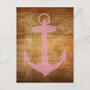 Wooden Pink Anchor Postcard