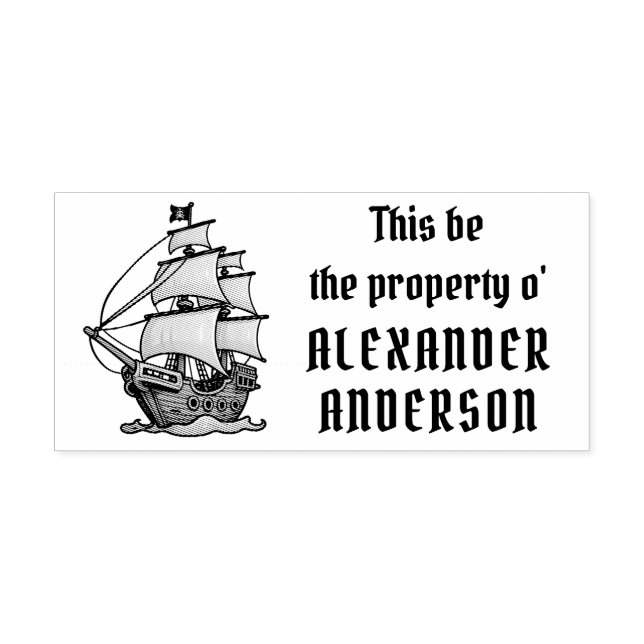 Wooden Pirate Ship Personalize Art Stamp (Imprint)
