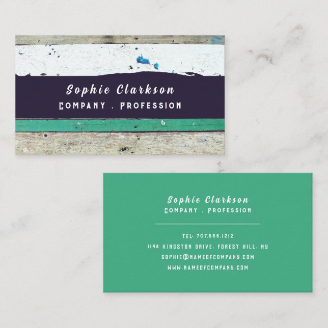 Wooden Plank Effect, Rustic Business Card (Front/Back)