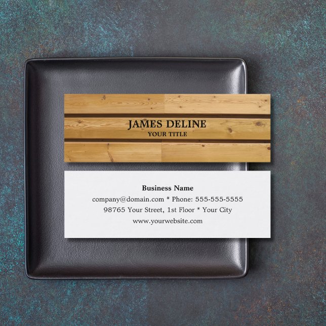 Wooden Plank Handyman Construction Mini Business Card (Creator Uploaded)
