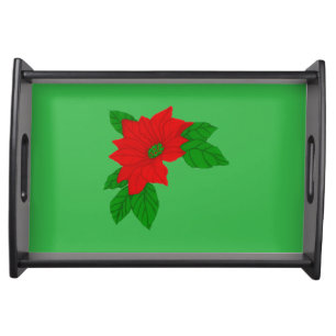 Wooden Poinsettia Serving Tray