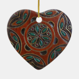 Wooden Polish Plate Design Ceramic Ornament