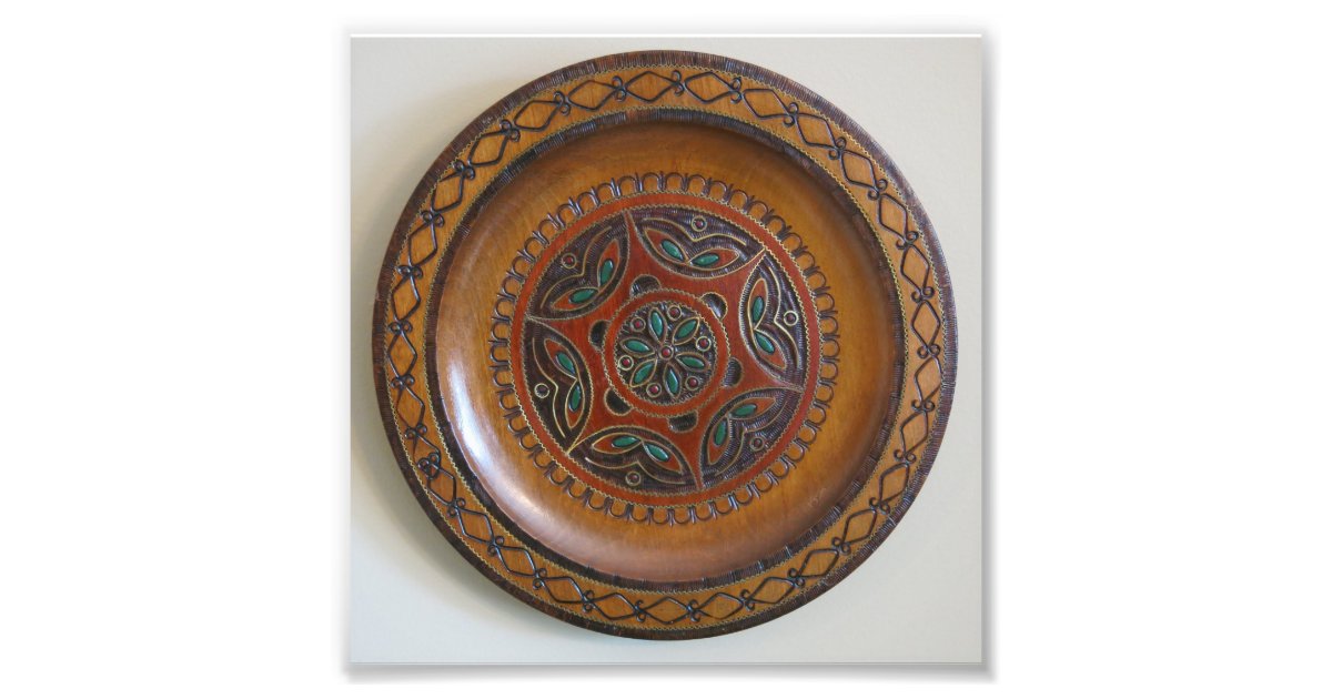 Wooden Polish Plate Design Photo Print Zazzle