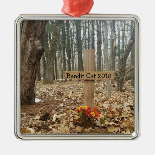 Wooden Post Grave Marker Custom Pet Name Metal Ornament